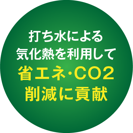 打ち水による気化熱を利用して省エネ・CO2削減に貢献